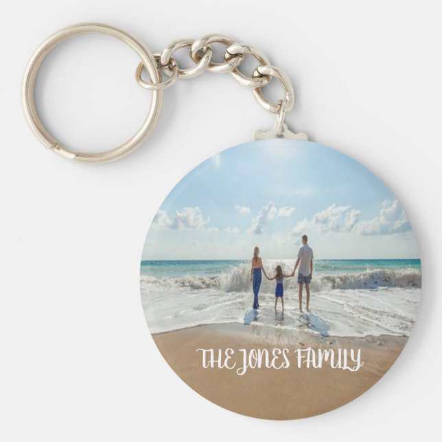 Personalized Family Photo Button Keychain (Front)