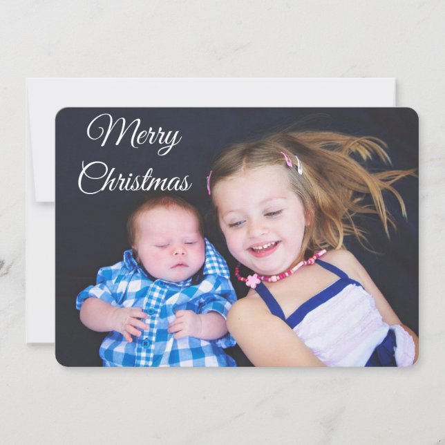 Personalized Family Photo Christmas Card Plaid (Front)