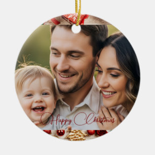Personalized Family Photo Christmas Ceramic Ornament