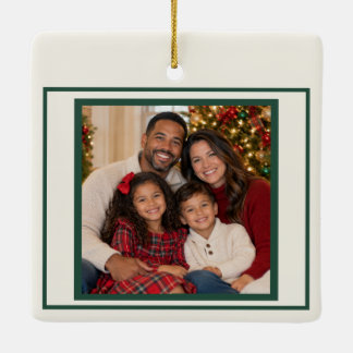 Personalized Family Photo Christmas Ornament Green