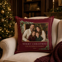 Personalized Family Photo Christmas Pillow