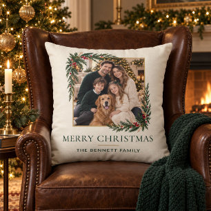 Personalized Family Photo Christmas Pillow