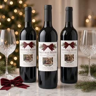 Personalized Family Photo Christmas Reserve Wine Label