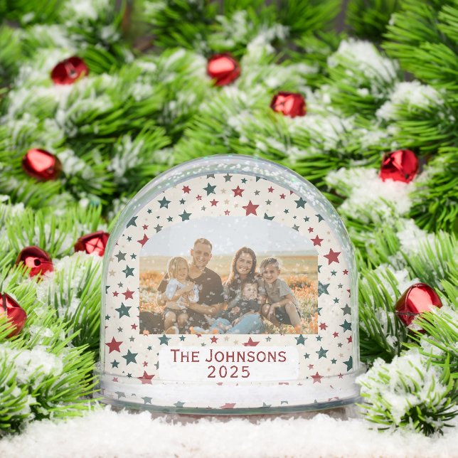 Personalized Family Photo Christmas Stars Snowglobe (Christmas)