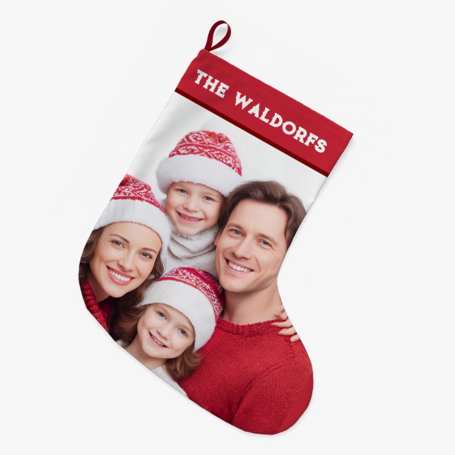 Personalized Family Photo Christmas Stocking (Front (Hanging))