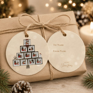 Personalized Family Photo Christmas Tree Gift Tag