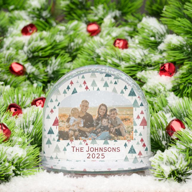 Personalized Family Photo Christmas Trees Snowglobe (Christmas)