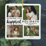 Personalized Family Photo Collage Christmas 2024 Ceramic Ornament<br><div class="desc">Celebrate the joy of the holiday season with our Personalized Family Photo Collage Christmas 2024 Ceramic Ornament. This elegant ornament features a minimalist design that beautifully showcases your favourite family photos in a four-photo collage. Crafted from high-quality ceramic, it provides a durable and stylish way to commemorate the special moments...</div>
