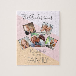 Personalized Family Photo Collage Elegant Modern Jigsaw Puzzle