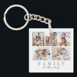 Personalized Family Photo Collage Keychain<br><div class="desc">Personalized "Family" Double Sided Keychain. This simple and meaningful keychain is a great way to keep your loved ones close. The design features space for photos on both sides, allowing you to showcase five favourite photos across the keychain design, with “Family” displayed in a classic serif font and your family...</div>
