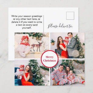 Personalized Family Photo Collage Merry Christmas Postcard