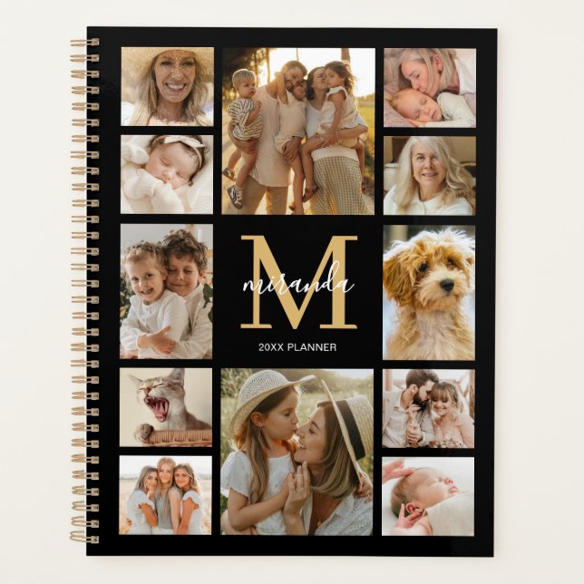 Personalized Family Photo Collage Monogram Planner (Front)