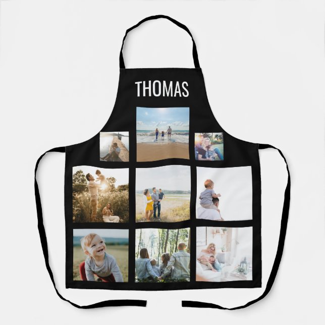 Personalized Family Photo Collage Name Apron (Front)