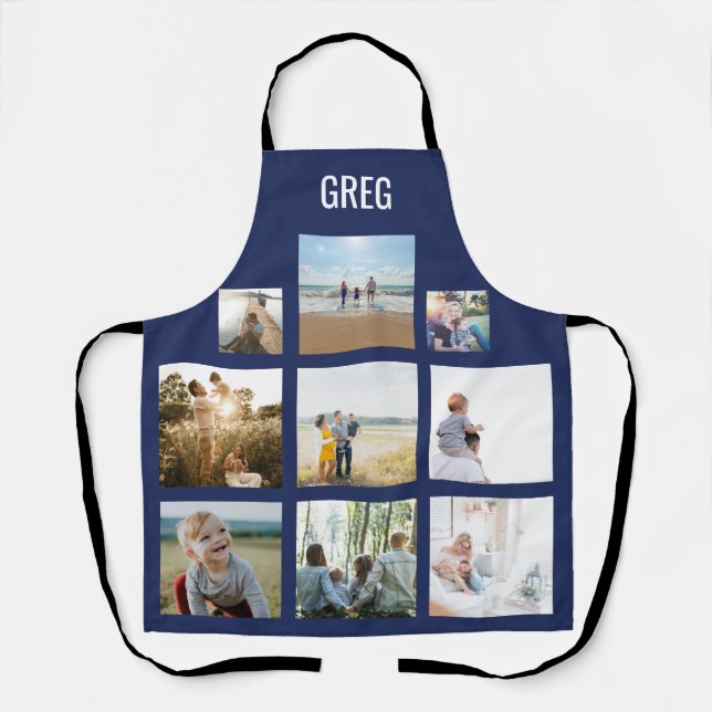 Personalized Family Photo Collage Name Apron (Front)