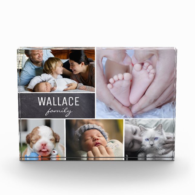 Personalized Family Photo Collage Name Frame Block (Front)