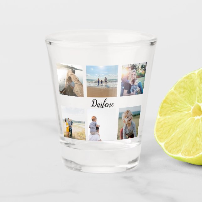 Personalized Family Photo Collage Name Shot Glass (Front)