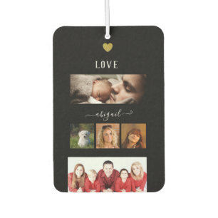 Personalized Family Photo Collage on Black  Air Freshener