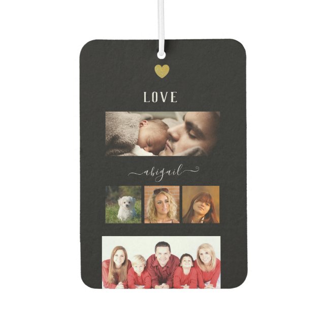 Personalized Family Photo Collage on Black  Air Freshener (Front)