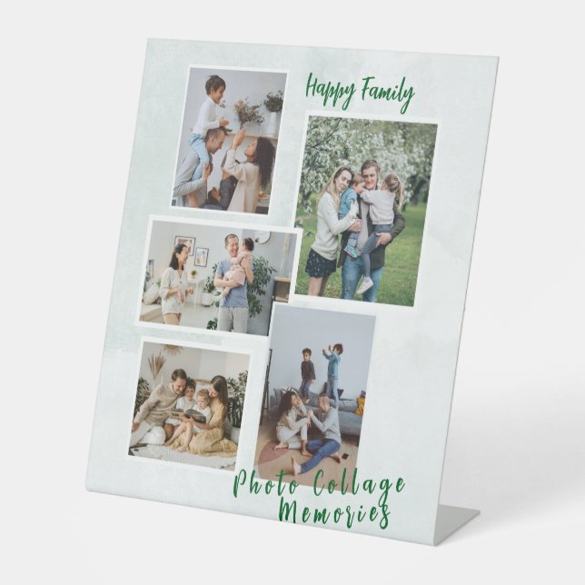 Personalized Family Photo Collage Plaque  Pedestal Sign (Front)