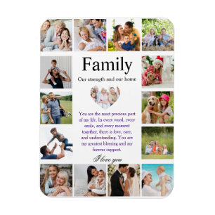 Personalized Family Photo Collage Poster with Hear Magnet