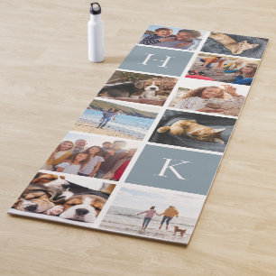 Personalized Family Photo Collage Slate Monogram Yoga Mat