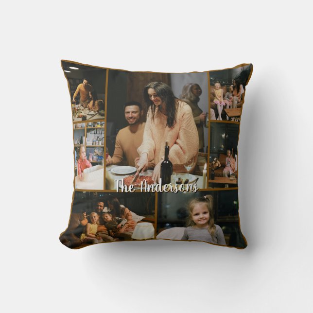 Personalized Family Photo Collage Throw Pillow (Front)