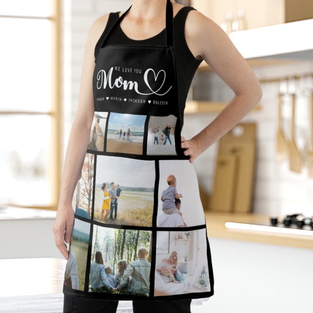 Personalized Family Photo Collage We Love You Mom Apron (Creator Uploaded)