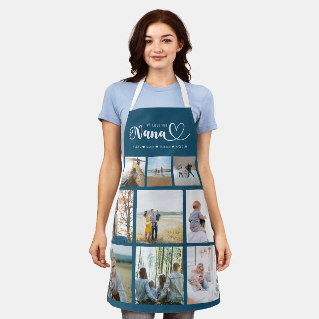 Personalized Family Photo Collage We Love You Nana Apron (Worn)