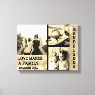 Personalized family photo collage with custom text canvas print