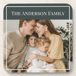 Personalized Family Photo   Custom Family Name  Coaster