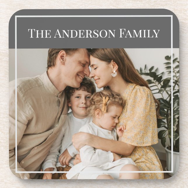 Personalized Family Photo | Custom Family Name  Coaster (Front)