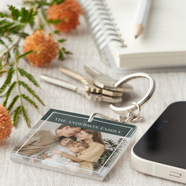 Personalized Family Photo | Custom Family Name  Keychain (Front Right)