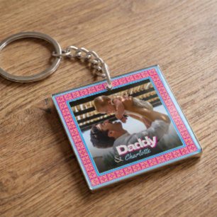 Personalized Family Photo – Dad with Daughter-Son Keychain