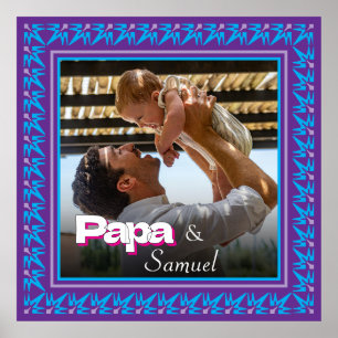 Personalized Family Photo – Dad with Daughter-Son Poster
