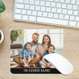 Personalized family photo family name typography  mouse pad