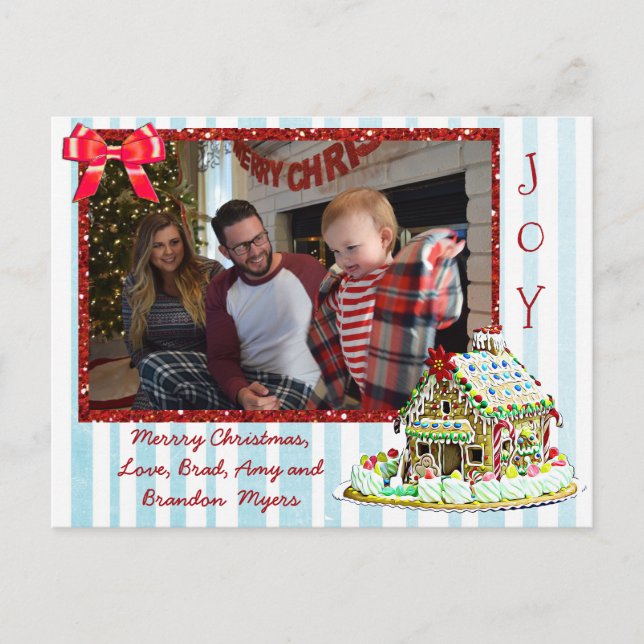 Personalized Family Photo Gingerbread House Cards (Front)