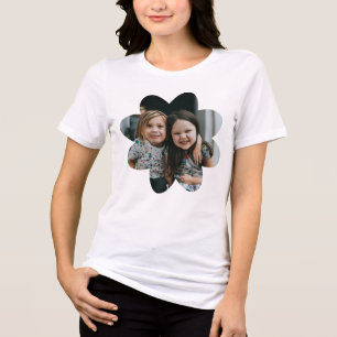 Personalized Family Photo Grandma Flower Frame Tri-Blend Shirt