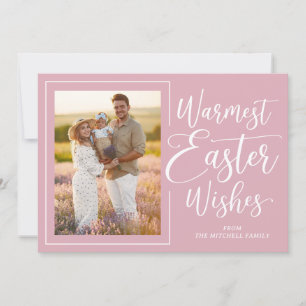 Personalized Family Photo Happy Easter Blush Pink Holiday Card