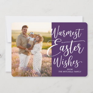 Personalized Family Photo Happy Easter Dark Purple Holiday Card