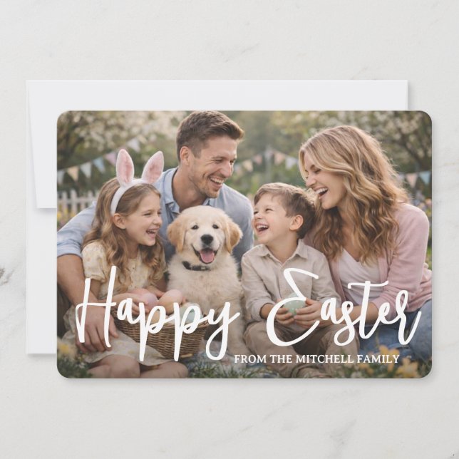 Personalized Family Photo Happy Easter Holiday Card (Front)