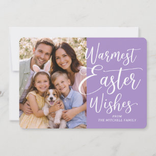 Personalized Family Photo Happy Easter On Purple Holiday Card
