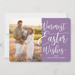 Personalized Family Photo Happy Easter On Violet Holiday Card