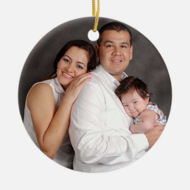 Personalized Family Photo Holiday Ceramic Ornament (Front)