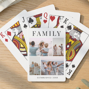 Personalized Family Photo Modern Collage Template Playing Cards