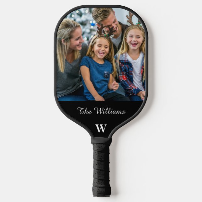 Personalized Family Photo Monogram Family Name  Pickleball Paddle (Front)