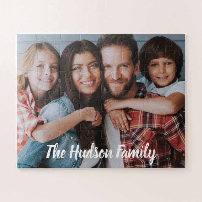 Personalized Family Photo Monogram Name Jigsaw Puzzle (Horizontal)