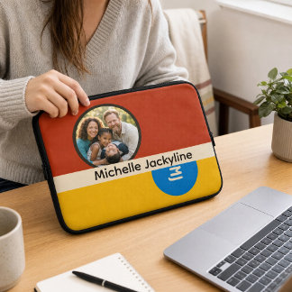 Personalized Family Photo Name Monogram Gift Laptop Sleeve