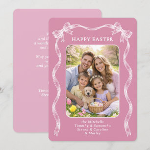 Personalized Family Photo On Mauve Pink Easter Holiday Card
