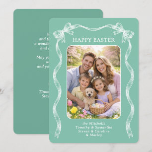 Personalized Family Photo On Mauve Pink Easter Holiday Card