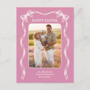 Personalized Family Photo On Mauve Pink Easter Postcard